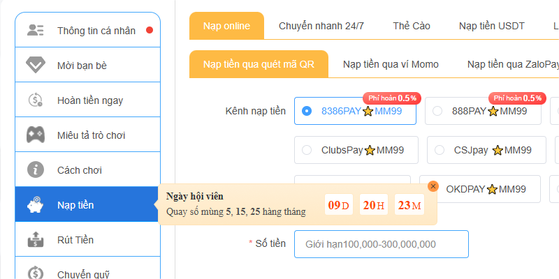 Nạp rút siêu tốc trong vòng 3S
